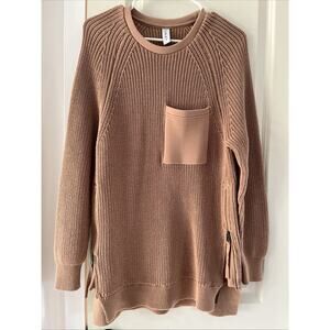 Varley Matteson Sweater Tunic Pull Anthropologie Taupe Knit Size Medium Preppy